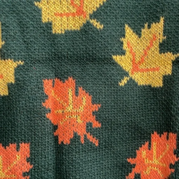NEW Big Cozy Fall Leaf Sweater - KPJ Green Fall Leaf Knit - Women's Medium - Picture 9 of 12